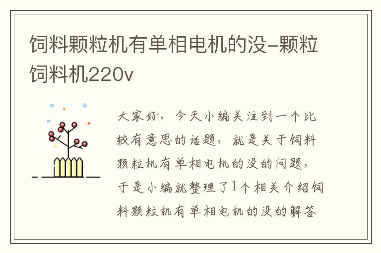 饲料颗粒机有单相电机的没-颗粒饲料机220v