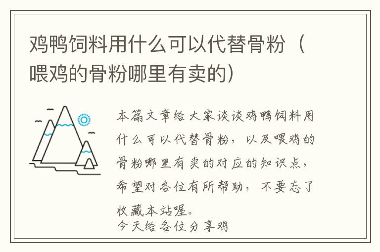 鸡鸭饲料用什么可以代替骨粉（喂鸡的骨粉哪里有卖的）