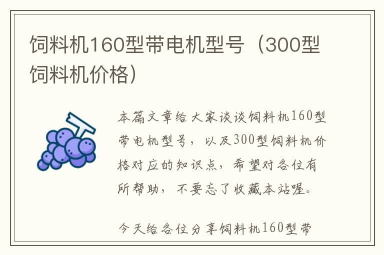 饲料机160型带电机型号（300型饲料机价格）