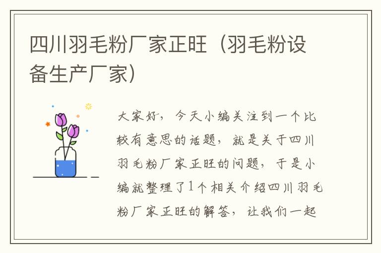 四川羽毛粉厂家正旺（羽毛粉设备生产厂家）