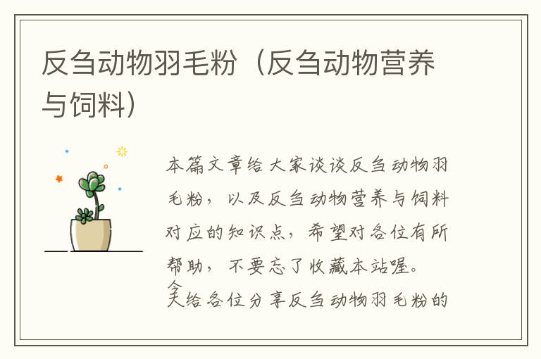 反刍动物羽毛粉（反刍动物营养与饲料）