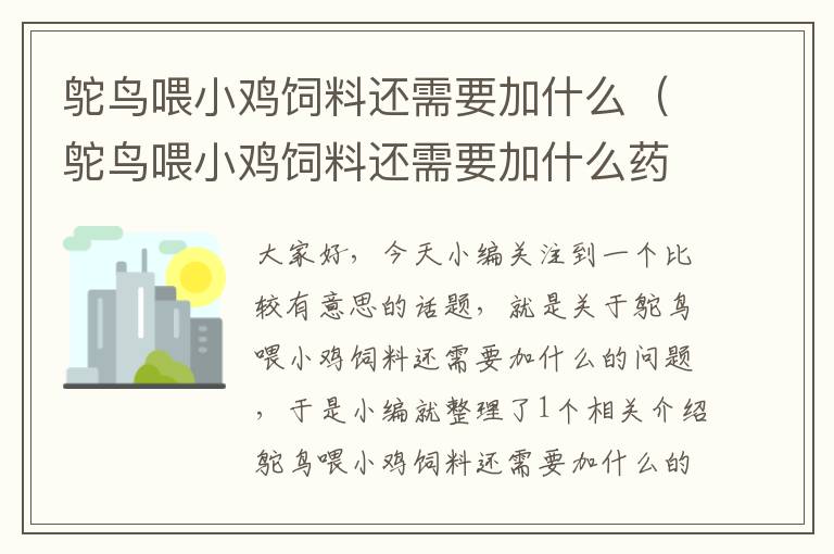 鸵鸟喂小鸡饲料还需要加什么（鸵鸟喂小鸡饲料还需要加什么药）