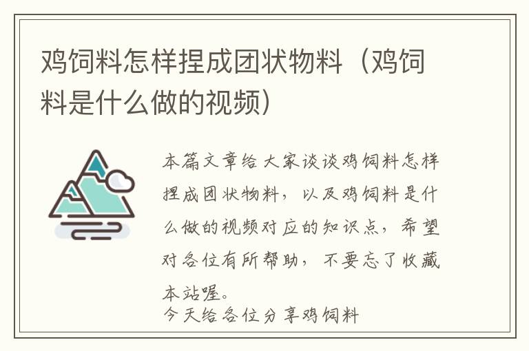 鸡饲料怎样捏成团状物料（鸡饲料是什么做的视频）