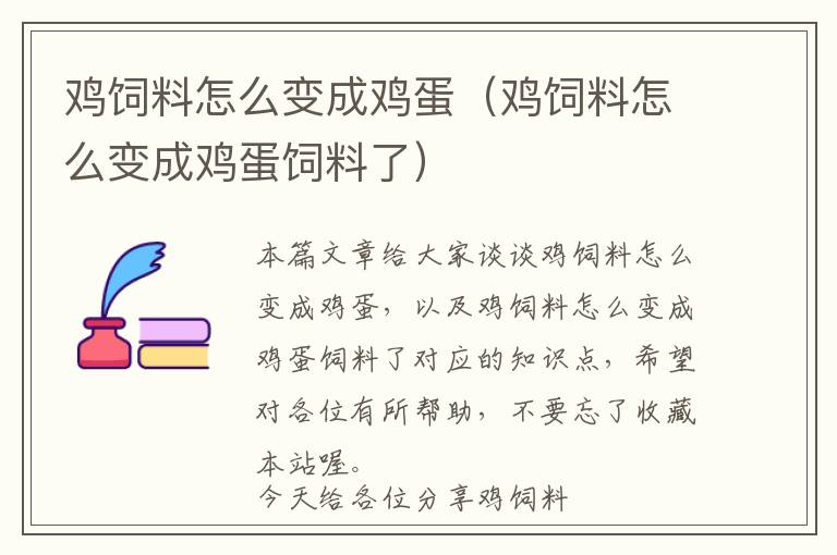 鸡饲料怎么变成鸡蛋（鸡饲料怎么变成鸡蛋饲料了）