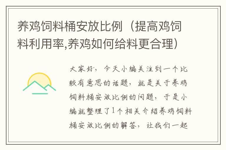 养鸡饲料桶安放比例（提高鸡饲料利用率,养鸡如何给料更合理）