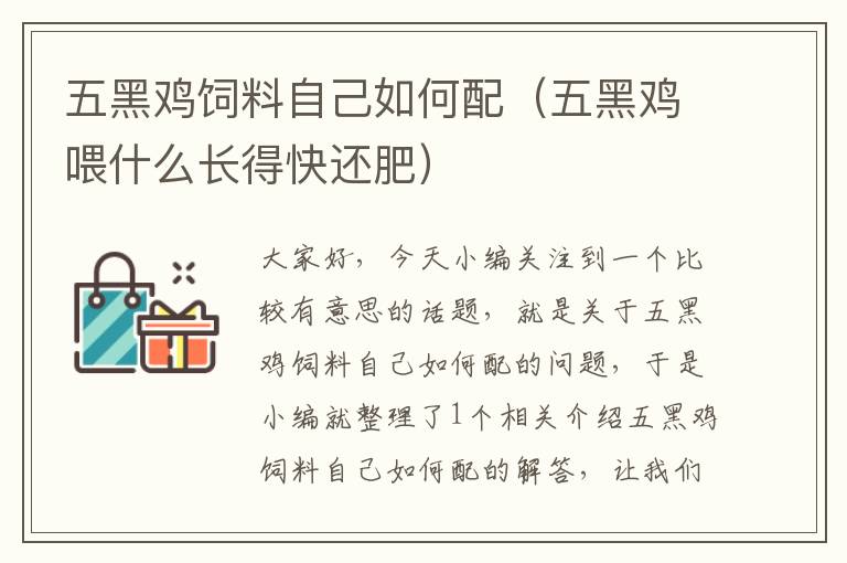 五黑鸡饲料自己如何配（五黑鸡喂什么长得快还肥）