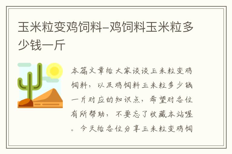 玉米粒变鸡饲料-鸡饲料玉米粒多少钱一斤