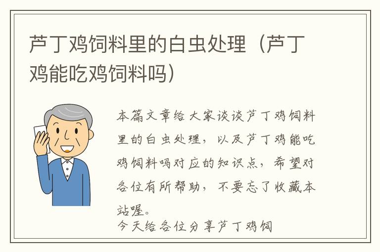 芦丁鸡饲料里的白虫处理（芦丁鸡能吃鸡饲料吗）