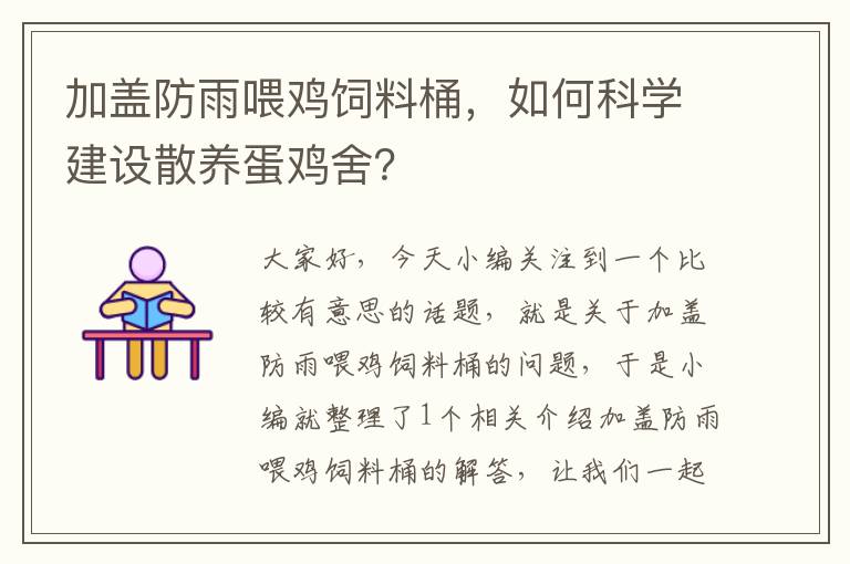 加盖防雨喂鸡饲料桶，如何科学建设散养蛋鸡舍？