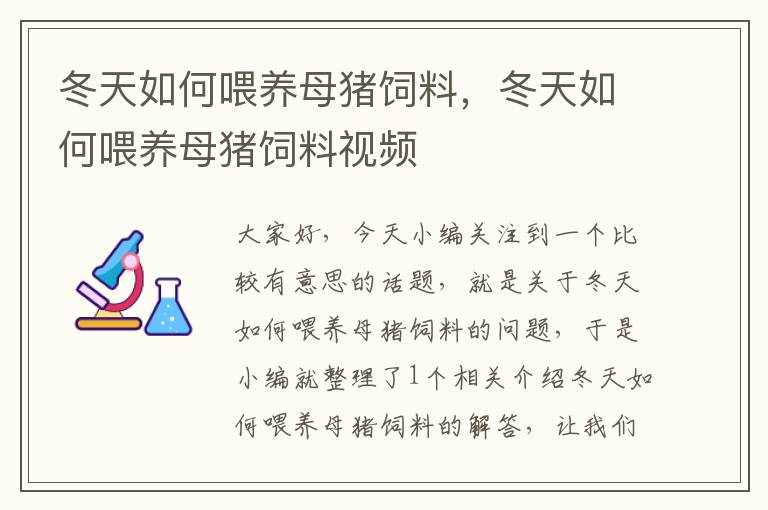 冬天如何喂养母猪饲料，冬天如何喂养母猪饲料视频