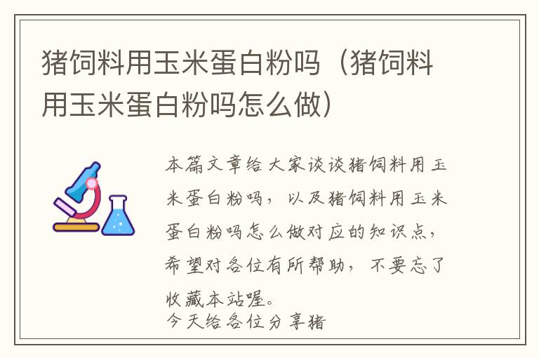 猪饲料用玉米蛋白粉吗（猪饲料用玉米蛋白粉吗怎么做）