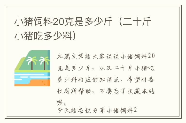 小猪饲料20克是多少斤（二十斤小猪吃多少料）