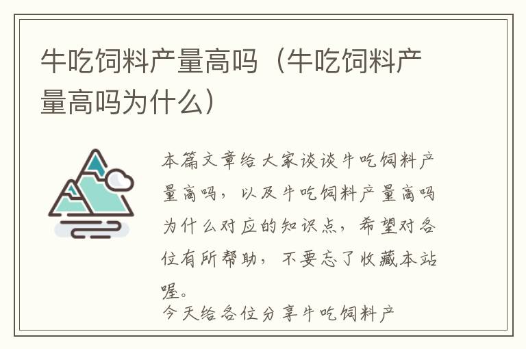 牛吃饲料产量高吗（牛吃饲料产量高吗为什么）