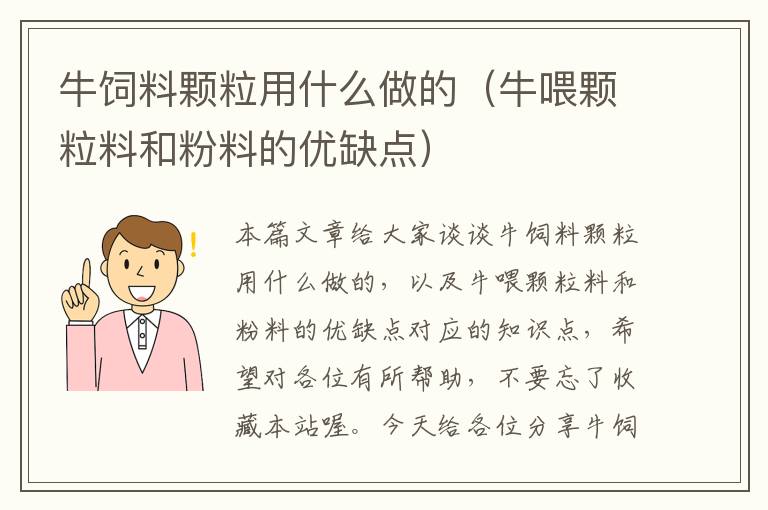 牛饲料颗粒用什么做的（牛喂颗粒料和粉料的优缺点）