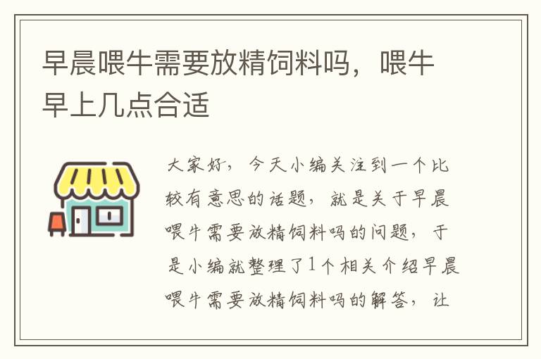 早晨喂牛需要放精饲料吗，喂牛早上几点合适