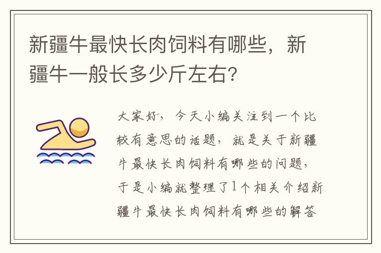 新疆牛最快长肉饲料有哪些，新疆牛一般长多少斤左右?