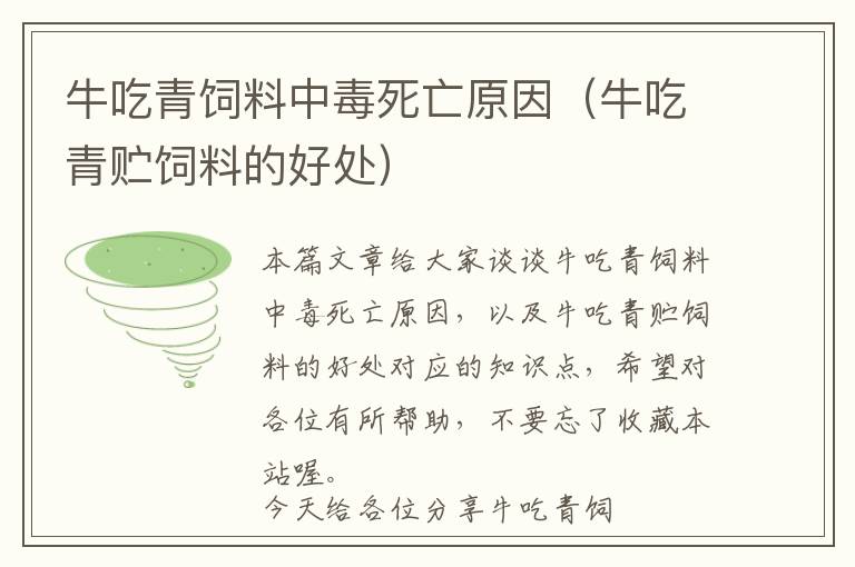 牛吃青饲料中毒死亡原因（牛吃青贮饲料的好处）