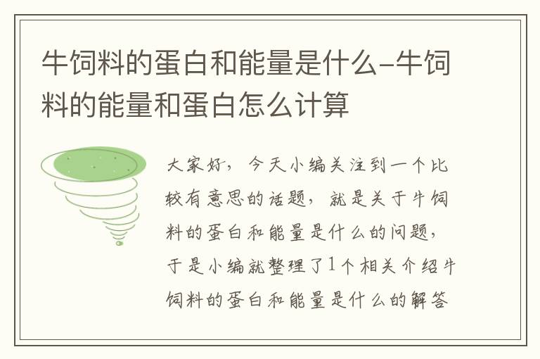 牛饲料的蛋白和能量是什么-牛饲料的能量和蛋白怎么计算