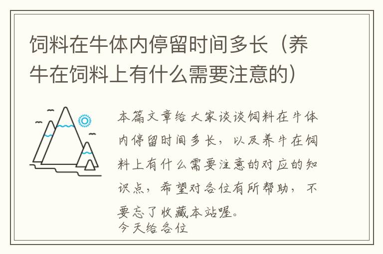 饲料在牛体内停留时间多长（养牛在饲料上有什么需要注意的）