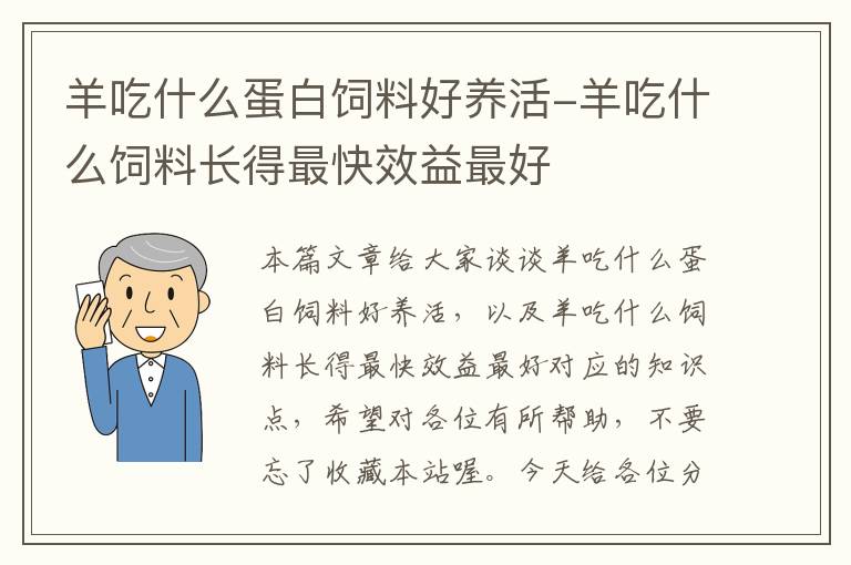 羊吃什么蛋白饲料好养活-羊吃什么饲料长得最快效益最好