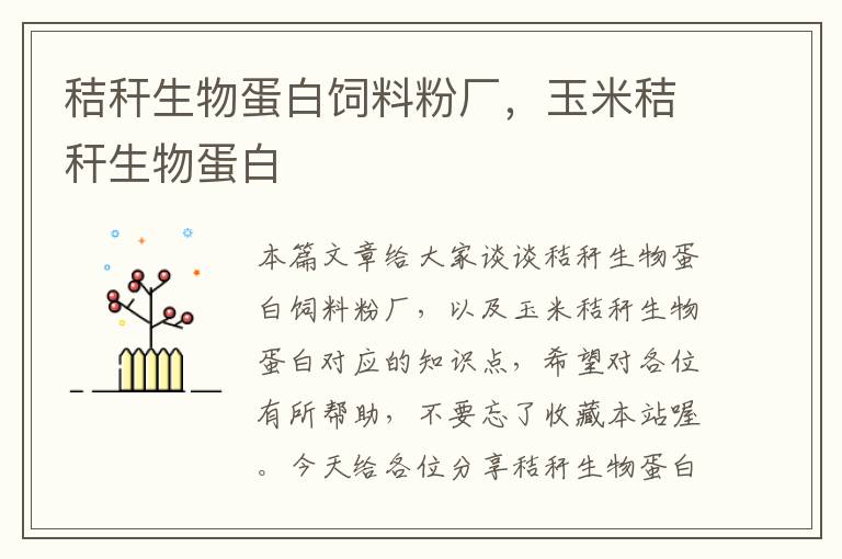 秸秆生物蛋白饲料粉厂，玉米秸秆生物蛋白